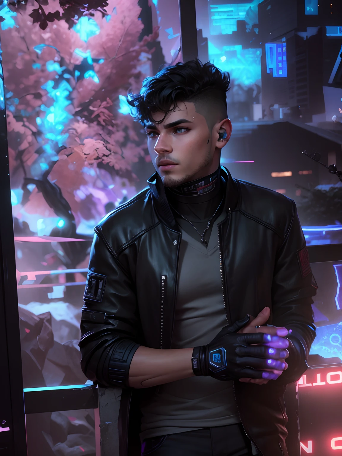 Change background cyberpunk hansome boy. realistic 3D face. 8k ultra realistic.