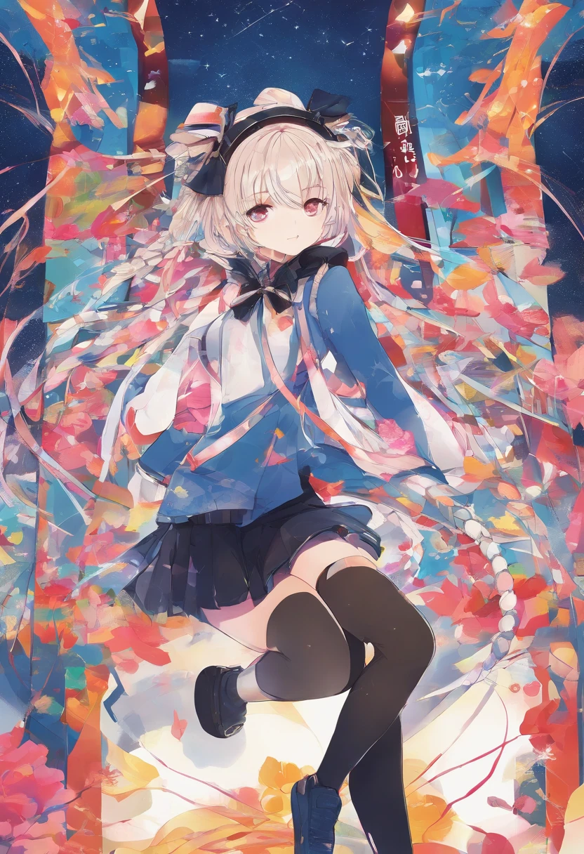 One girl、high twintails、Black High Socks