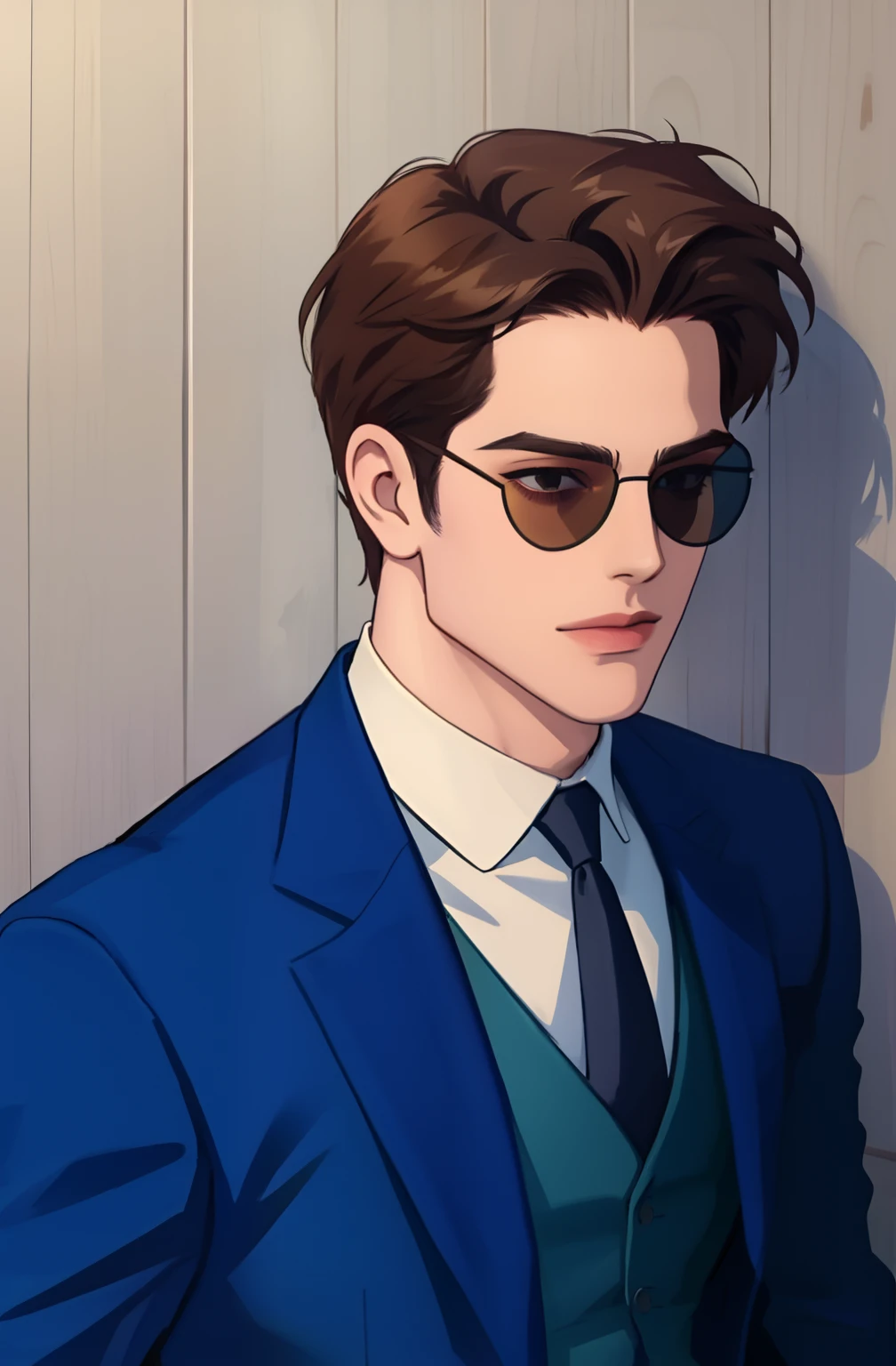 Man in suit and sunglasses, cabelo curto