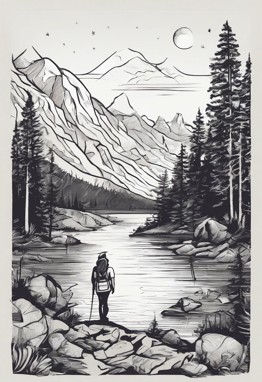 1 woman ((upper body selfie, happy)), masterpiece, best quality, ultra detailed, alone, outdoor, (night), mountains, nature, (stars, moon) cheerful, happy, backpack, sleeping bag, camping stove, water bottle, field boot, country hat, red plaid shirt long sleeves open, flashlight, forest, rocks, river, wood, smoke, shadows, contrast, clear sky, style, (warm tone, warm tone: 1.2), close-up, cinematic light, side lighting, ultra high resolution, best shadow, RAW, upper body, lingerie wear, seductive look, huge breasts, 4k, open neckline, sexy