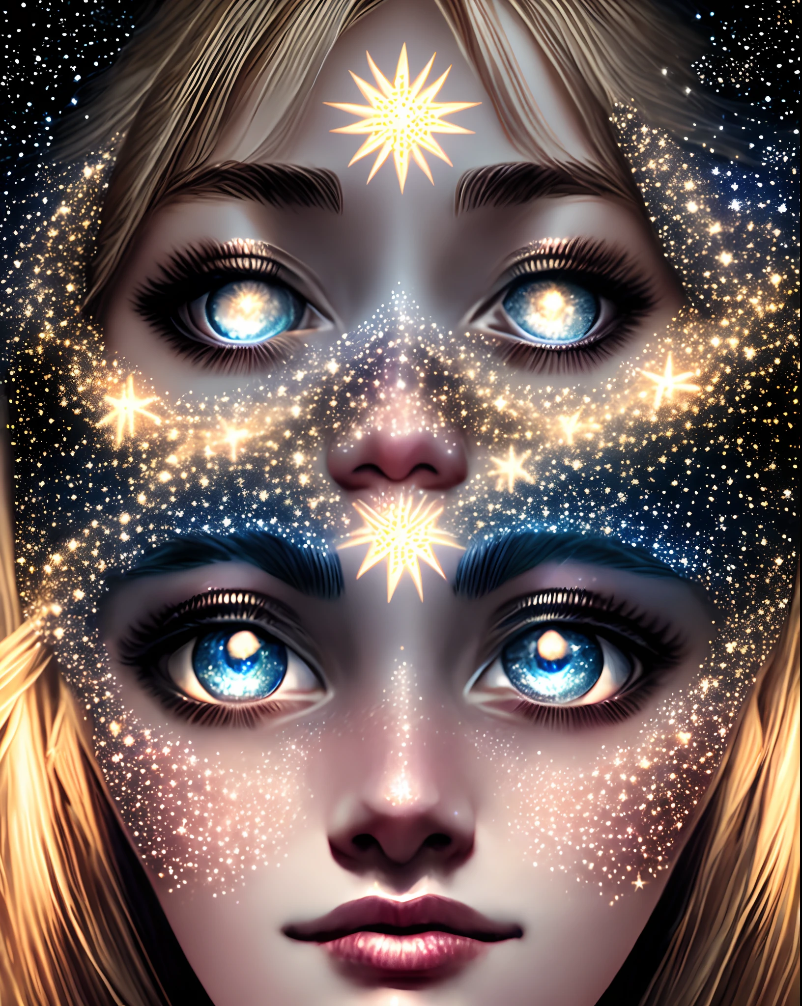 Starry sky with stars forming a woman's face