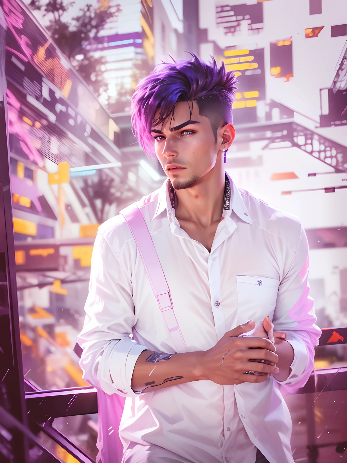 Change background cyberpunk hansome boy. realistic face. 8k ultra realistic.