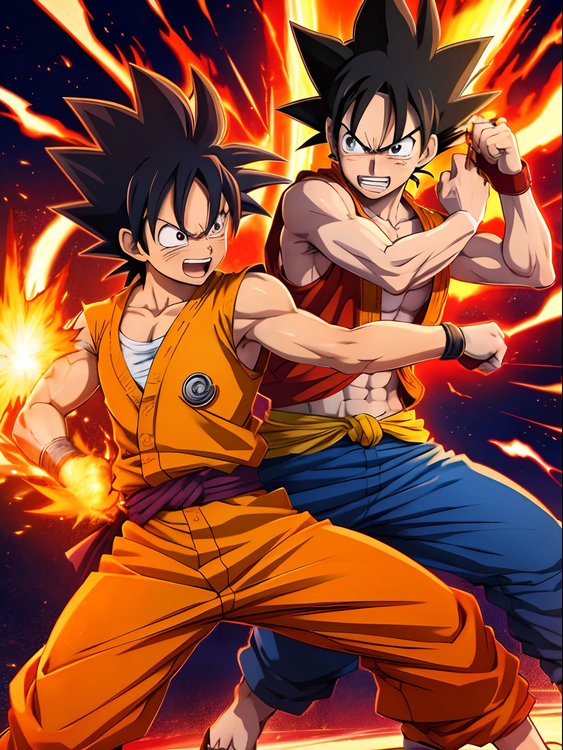 Photos of Goku, Luffy, And Naruto is in a fight