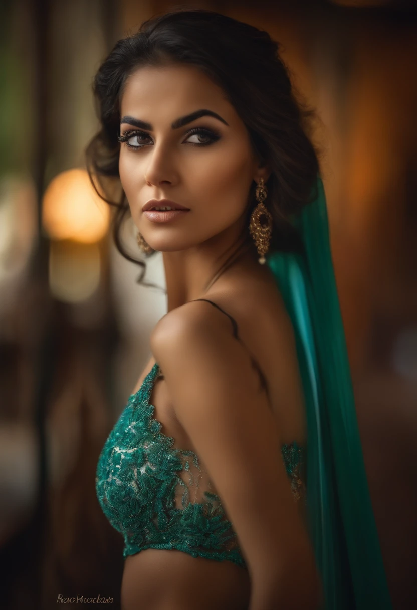rostro hiperrealista de una chica sexy cuabana mirando a la camara, de ojos claros cabello largo