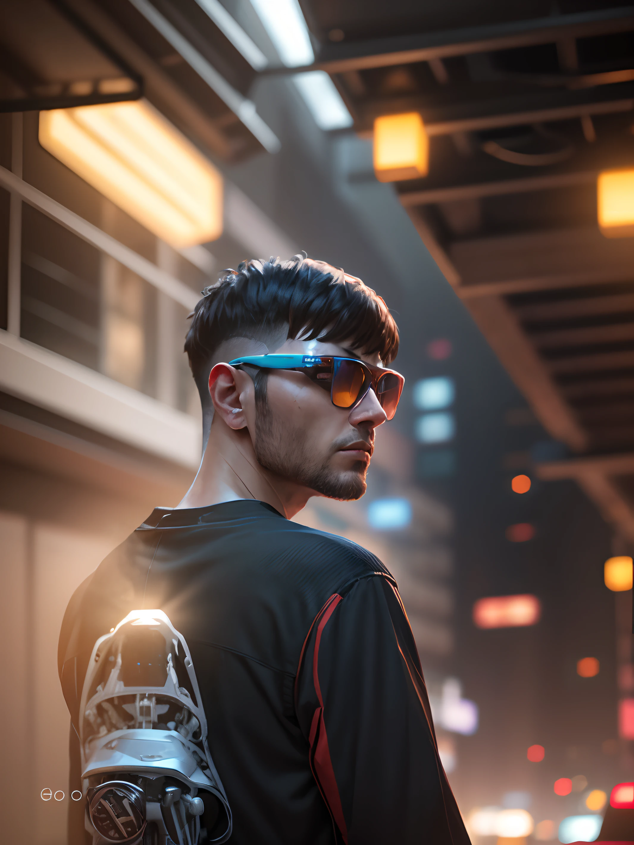 Change background to sci fi movie and make cyberpunk type realistic character but my original face 8k ultra hd