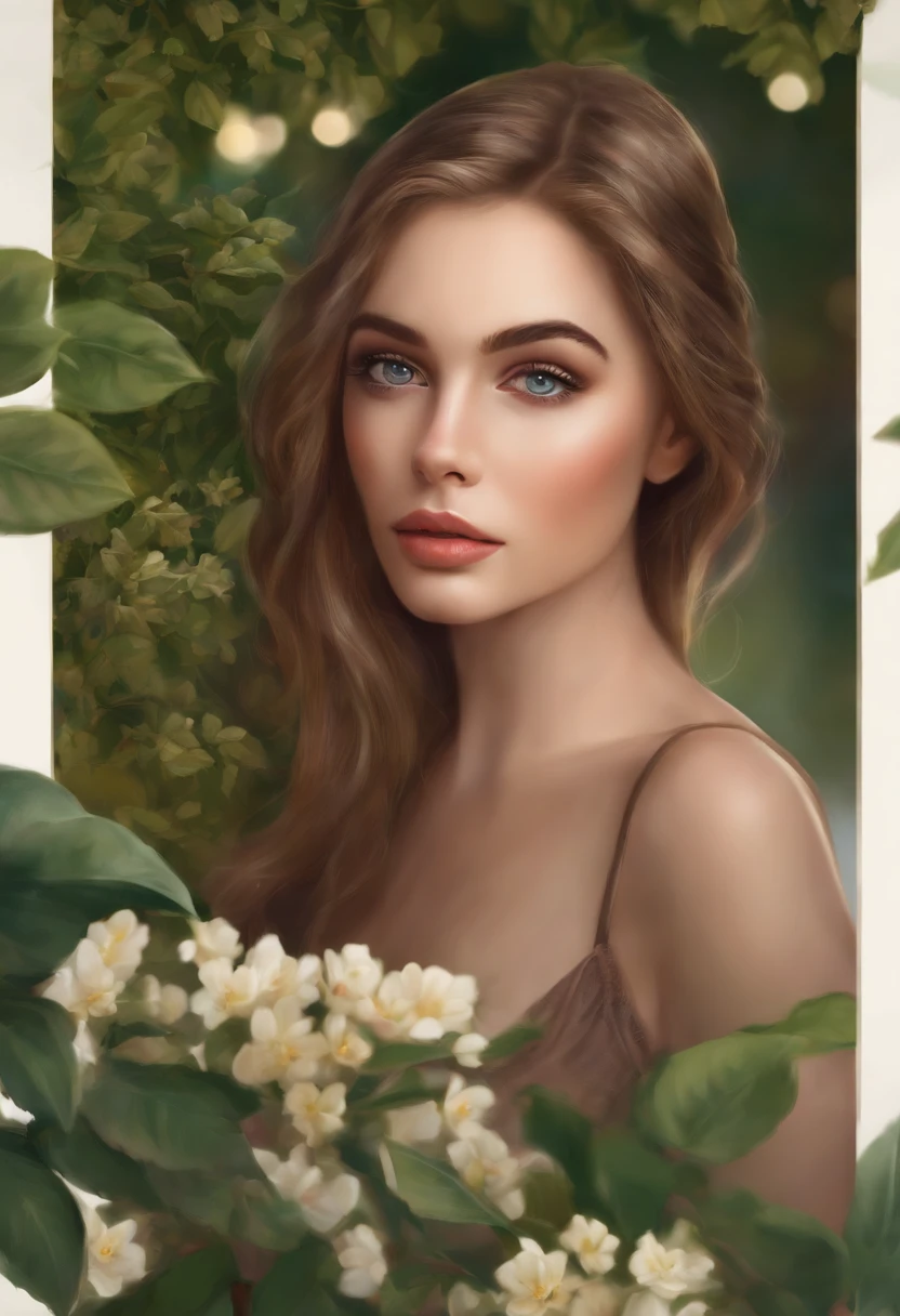 A girl in a garden,medium:illustration,beautiful detailed eyes,beautiful detailed lips,extremely detailed eyes and face,longeyelashes,highres,ultra-detailed,photorealistic,vivid colors,bokeh,portraits,warm tones,soft lighting