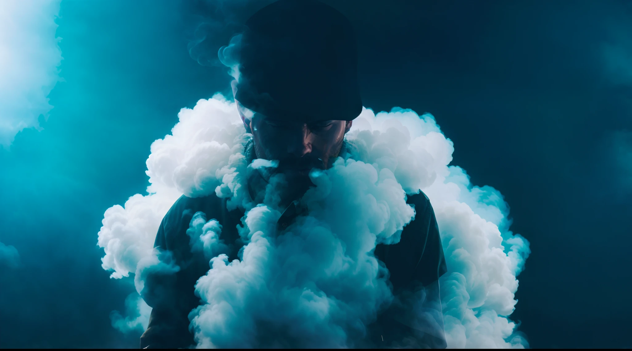 There was a man standing in the smoke, in clouds of smoke, mist vapor, Clouds of smoke, blowing out smoke, smoke from mouth, smoke clouds, Smoke clouds, Clouded, dense smoke, Smoke around him, Detailed bushido form smoke, Blow smoke, smoke clouds, smoke and clouds, smoke effect, Detailed smoke, smoke bombs,vape