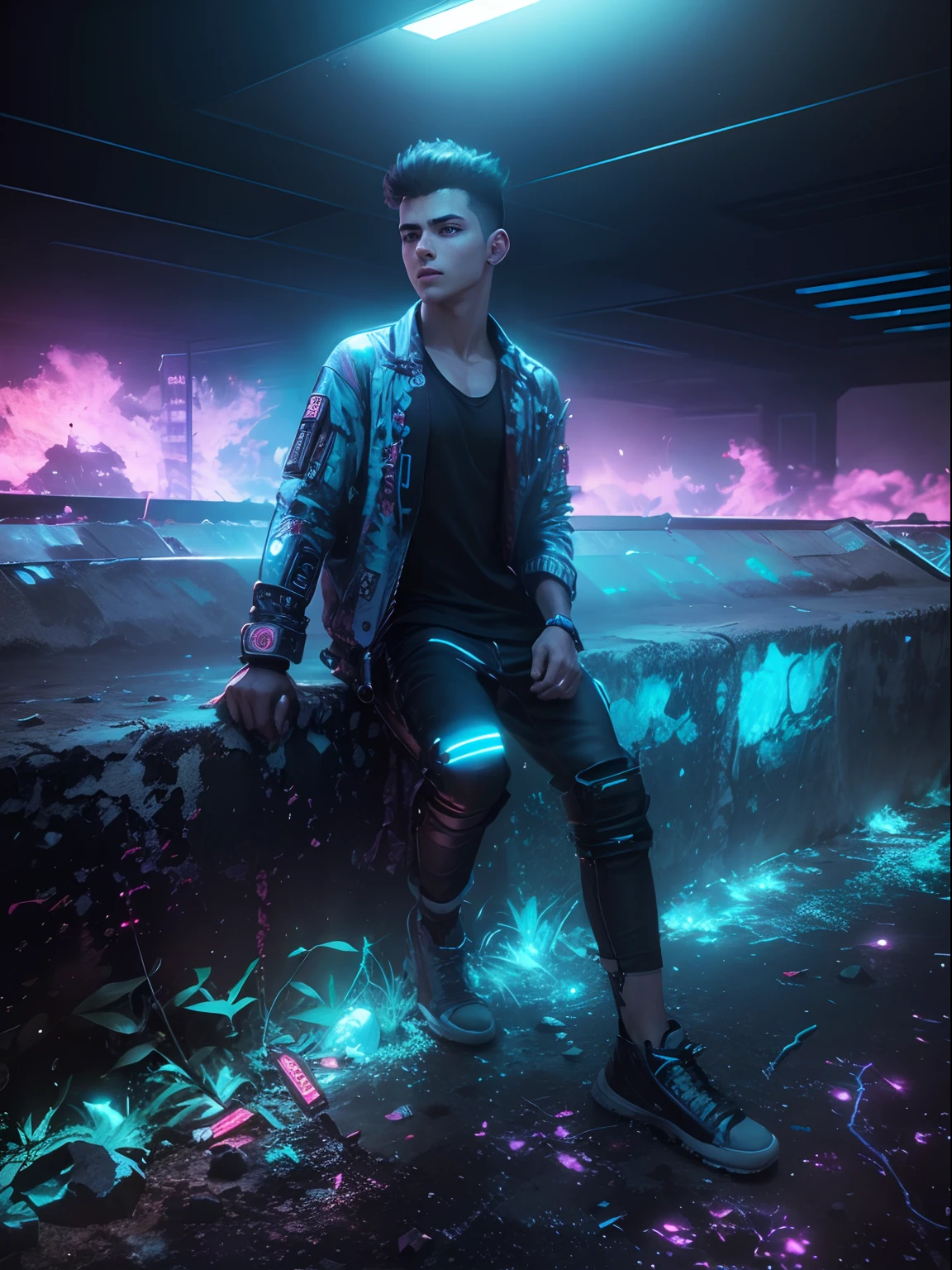 Change background cyberpunk hansome boy. realistic 8k ultra realistic.