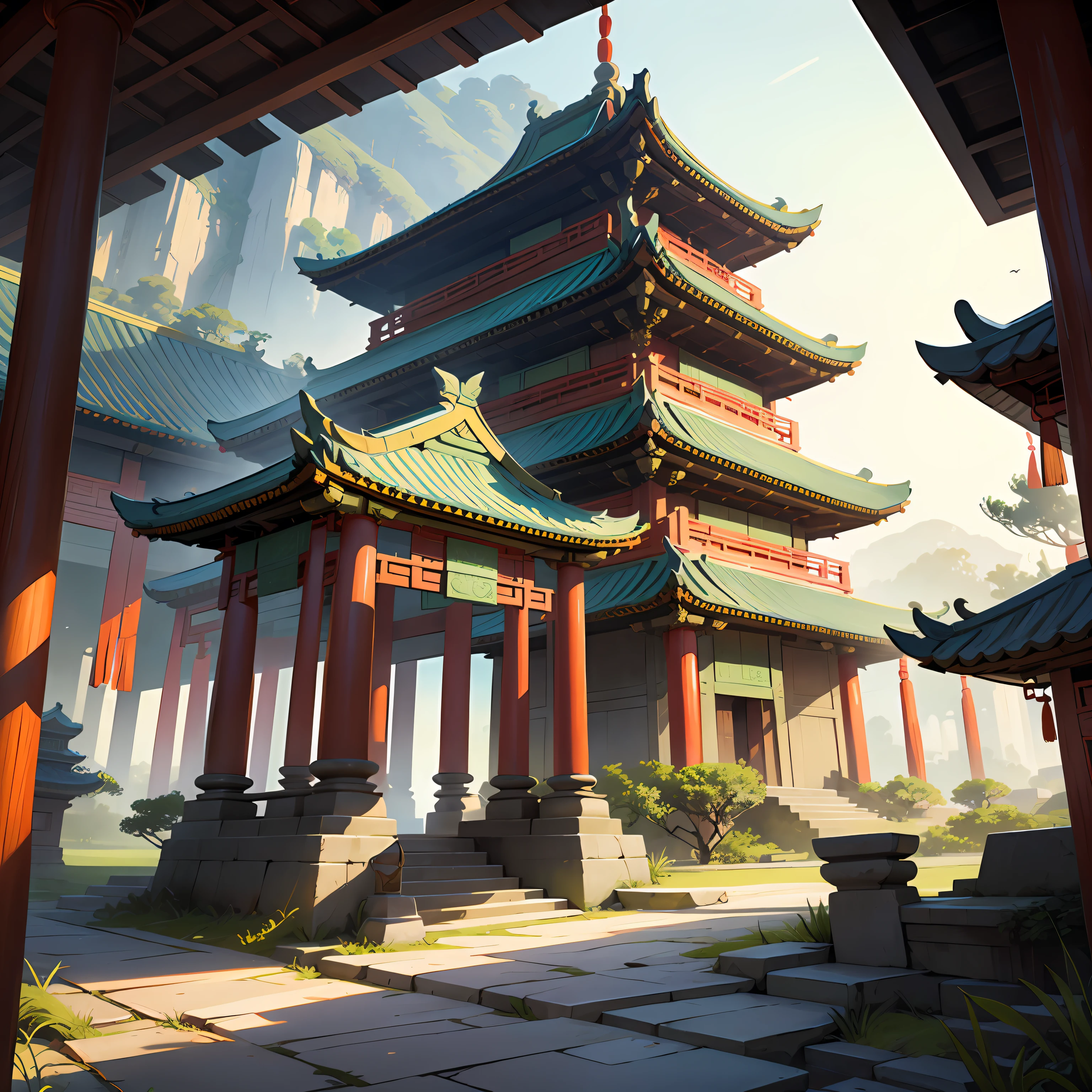 (Blind box toy style:1.2), (Chinese style buildings) , 1 ancient Chinese building:1.2, glazed tiles:1.2,(Royal Palace:1.2),Coiled dragon pillars:1.2,dreamy glow, Clean, White background, ( Global illumination, Ray traching, hdr, unreal render,reasonable design, high detal, Masterpiece, Best quality, hyper HD, Cinematic lighting)
