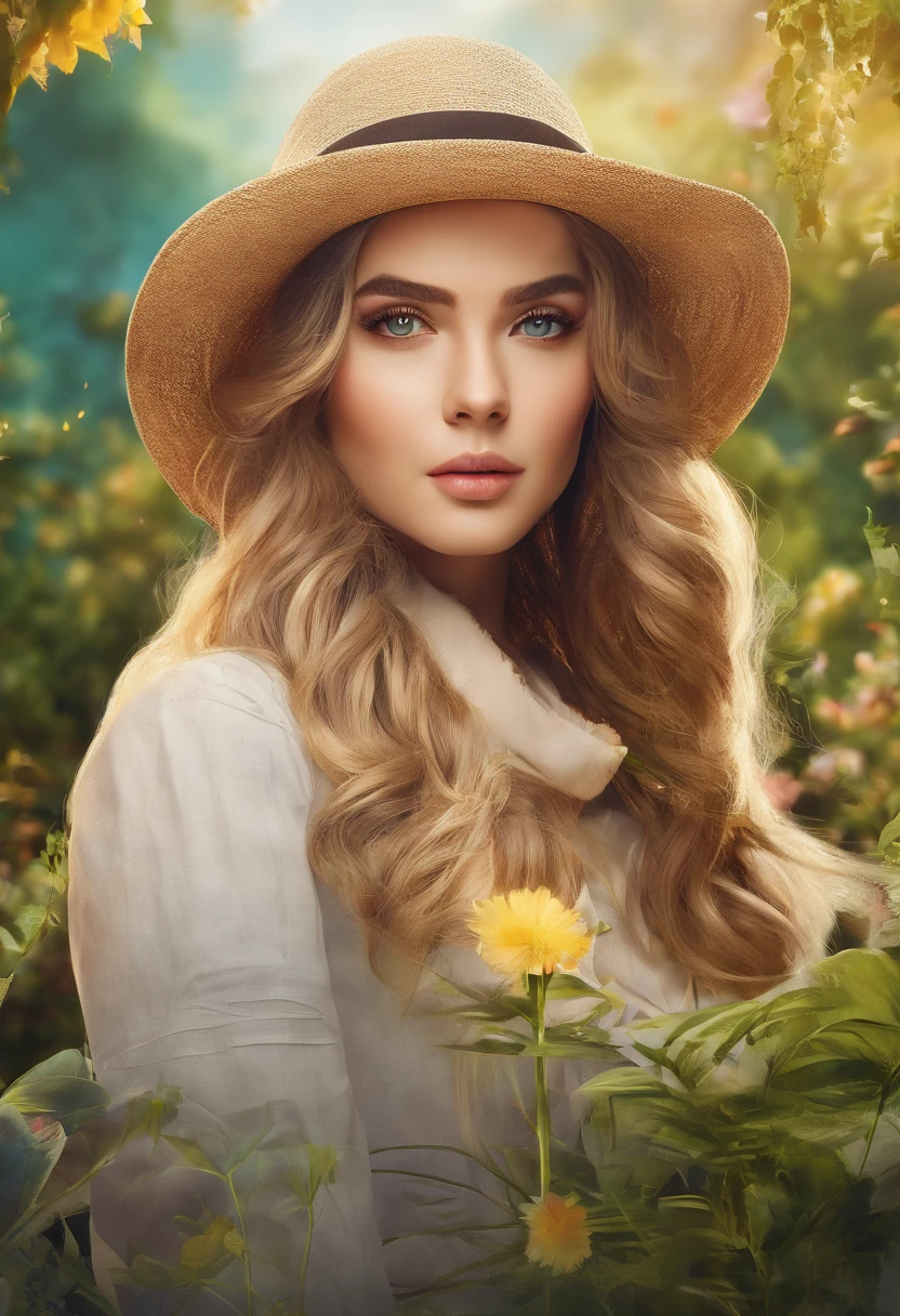 A girl in a garden,medium:illustration,beautiful detailed eyes,beautiful detailed lips,extremely detailed eyes and face,longeyelashes,highres,ultra-detailed,photorealistic,vivid colors,bokeh,portraits,warm tones,soft lighting