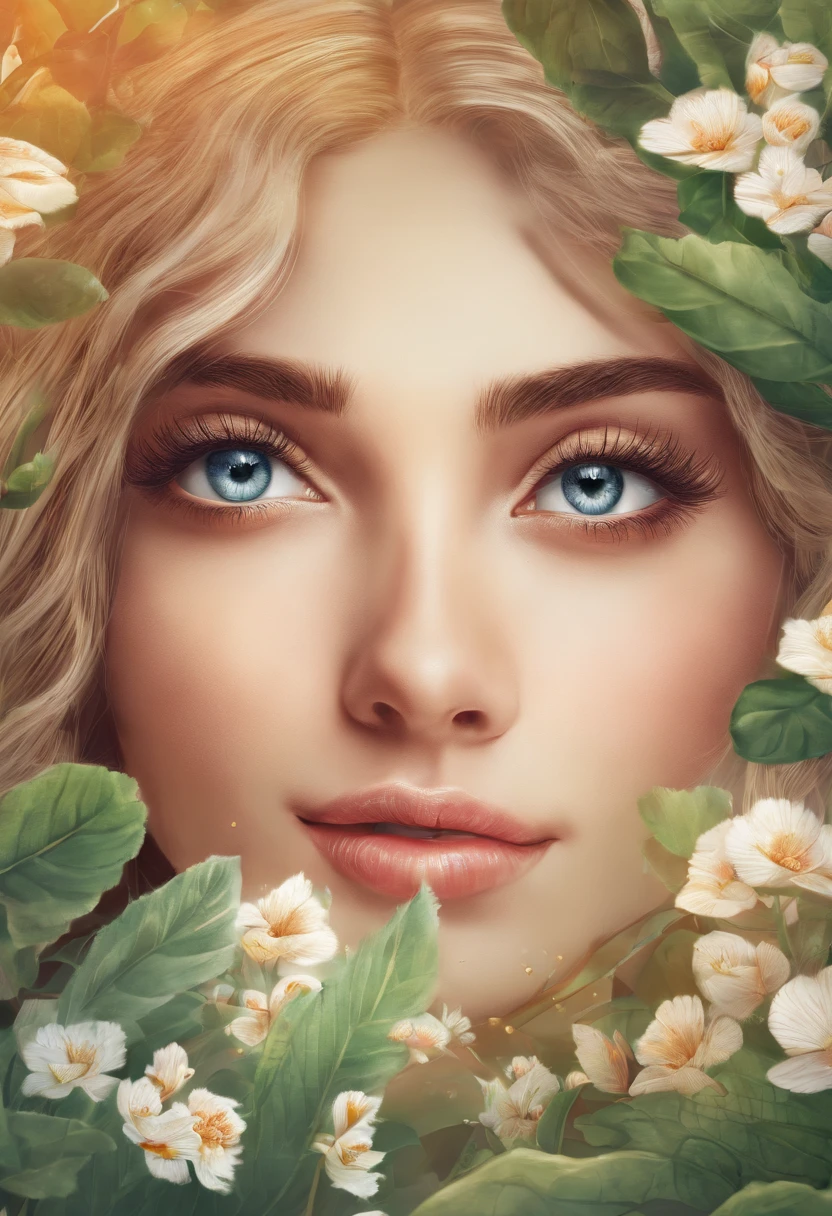 A girl in a garden,medium:illustration,beautiful detailed eyes,beautiful detailed lips,extremely detailed eyes and face,longeyelashes,highres,ultra-detailed,photorealistic,vivid colors,bokeh,portraits,warm tones,soft lighting