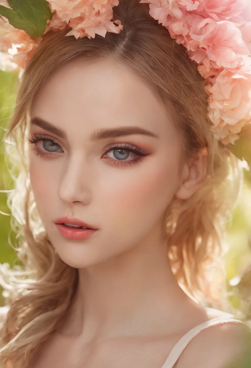 A girl in a garden,medium:illustration,beautiful detailed eyes,beautiful detailed lips,extremely detailed eyes and face,longeyelashes,highres,ultra-detailed,photorealistic,vivid colors,bokeh,portraits,warm tones,soft lighting