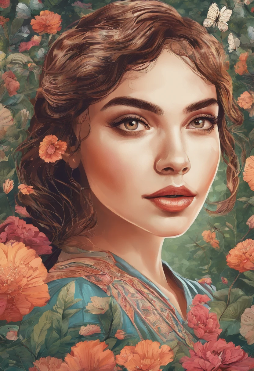 uma em um jardim,medium:illustration,belos olhos detalhados,beautiful detailed lips,olhos e rosto extremamente detalhados,long eyeslashes,Altas,ultra-detalhado,fotorrealista,vivid colors,Bokeh,Retratos,tons quentes,soft lighting