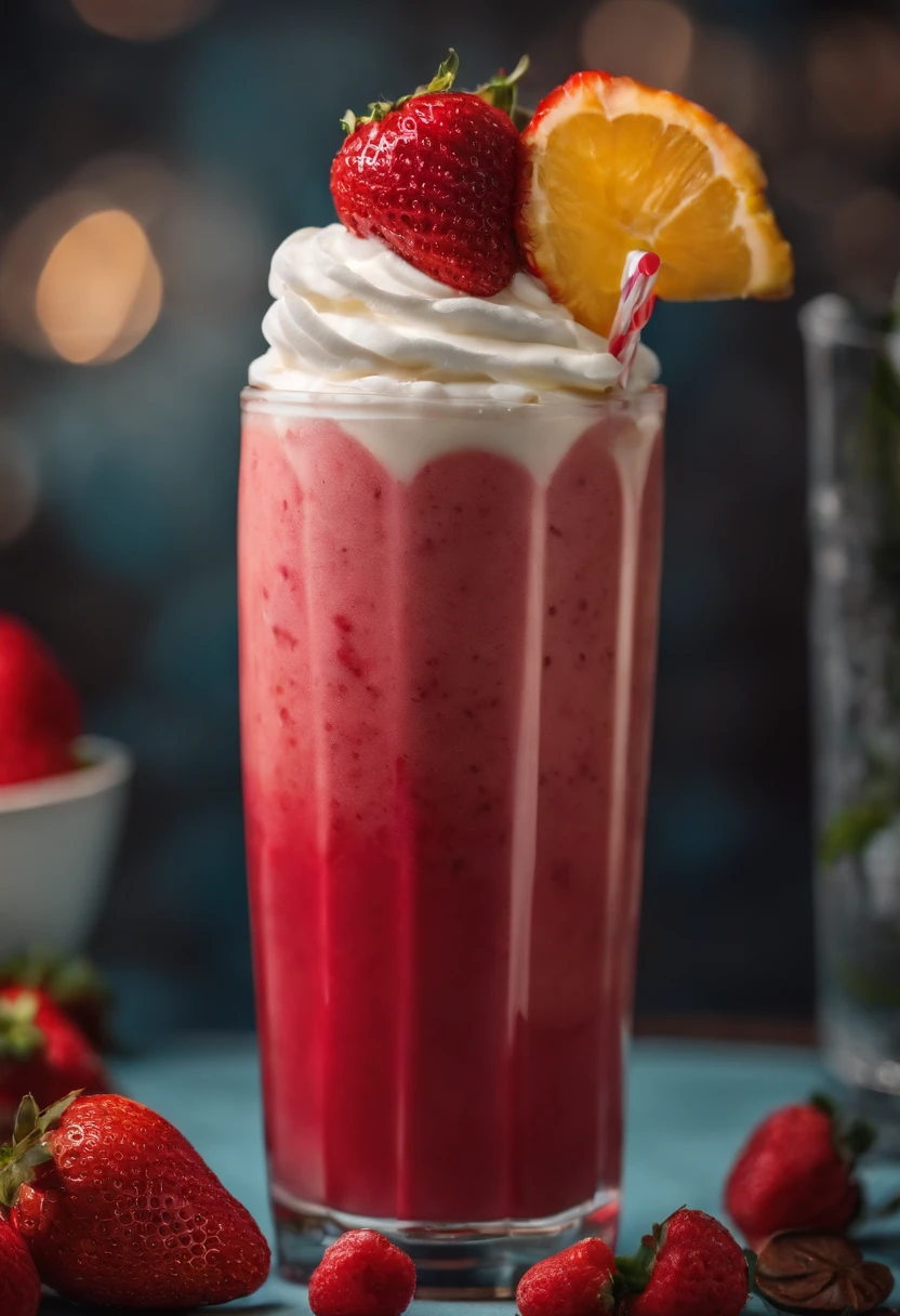 um copo de milkshake de morango bem saboroso
