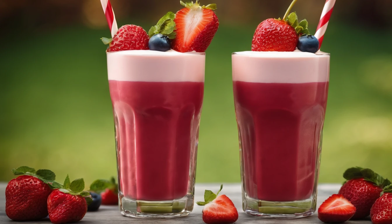 um copo de milkshake de morango bem saboroso