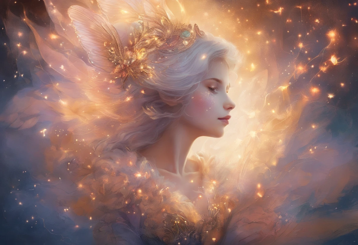 The angei's body glowed with a charming light in the sky