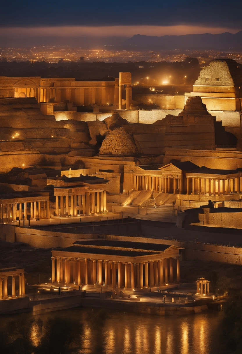 Present an mosaic image that portrays ancient cities such as Ancient Greece, Ancient Babylon, Ancient Egypt, and Ancient China. This image should be depicted in a realistic manner but with a contemporary touch that smooths the lines of time. Your aim is to highlight the beauty of these ancient cities and captivate those who gaze upon it. Draw inspiration from the richness of the history and culture of these places to craft a captivating and harmonious vision.
The style is a reallistic photography using a 50mm len in 4k apply contrast.