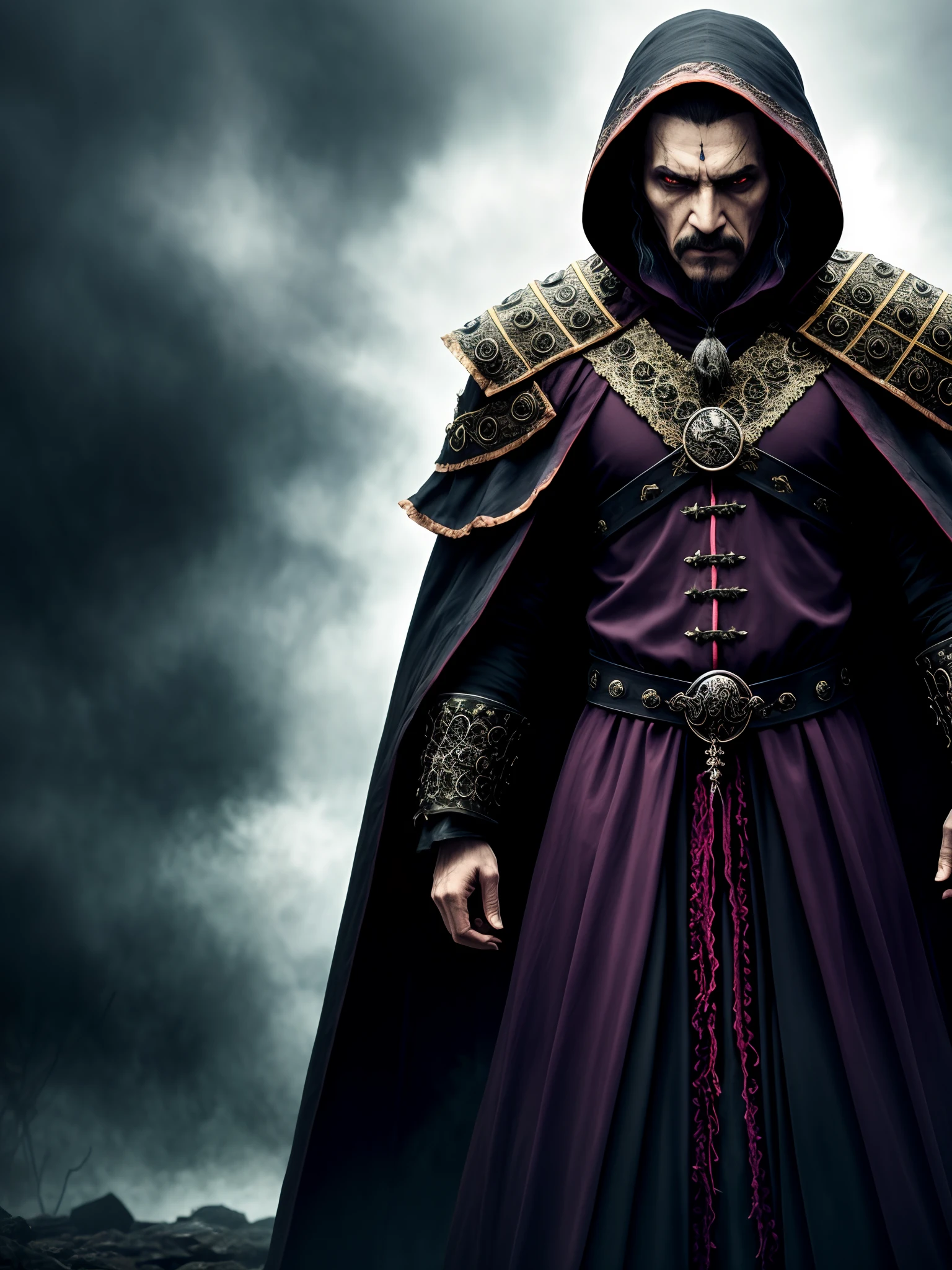 (extremely detailed 8k wallpaper),a medium shot photo of a fearful necromancer, Intricate, High Detail, dramatic