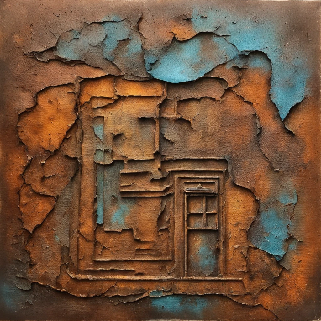 Create Rusty Token Damaged from Rusty Tin Drawing Urban Style , dibujo estructurado , dibujo bidimensional ,fondo graffiti