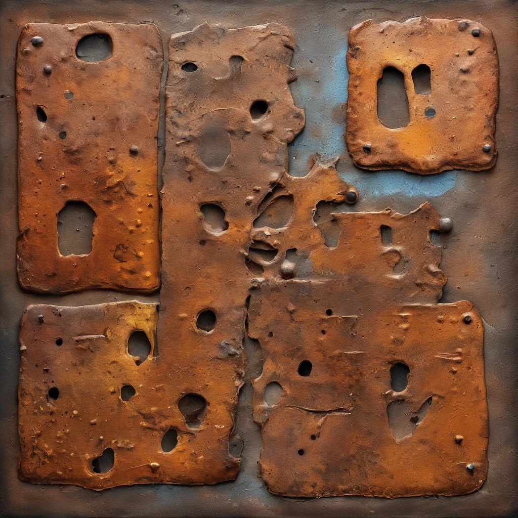 Create Rusty Token Damaged from Rusty Tin Drawing Urban Style , dibujo estructurado , dibujo bidimensional ,fondo graffiti
