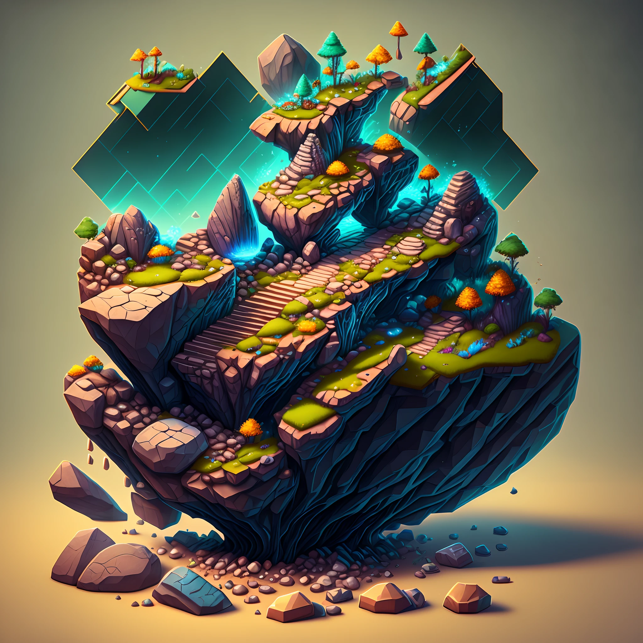 (ultra high detailed, 8K, masterpiece, top quality:1.1), primitive man, rolling a stone money, isometric
