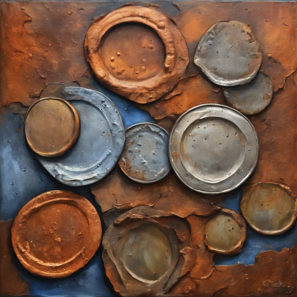 Create Token Rusty Coin Damaged Rusty Tin Drawing Urban Style , dibujo estructurado , dibujo bidimensional ,fondo graffiti