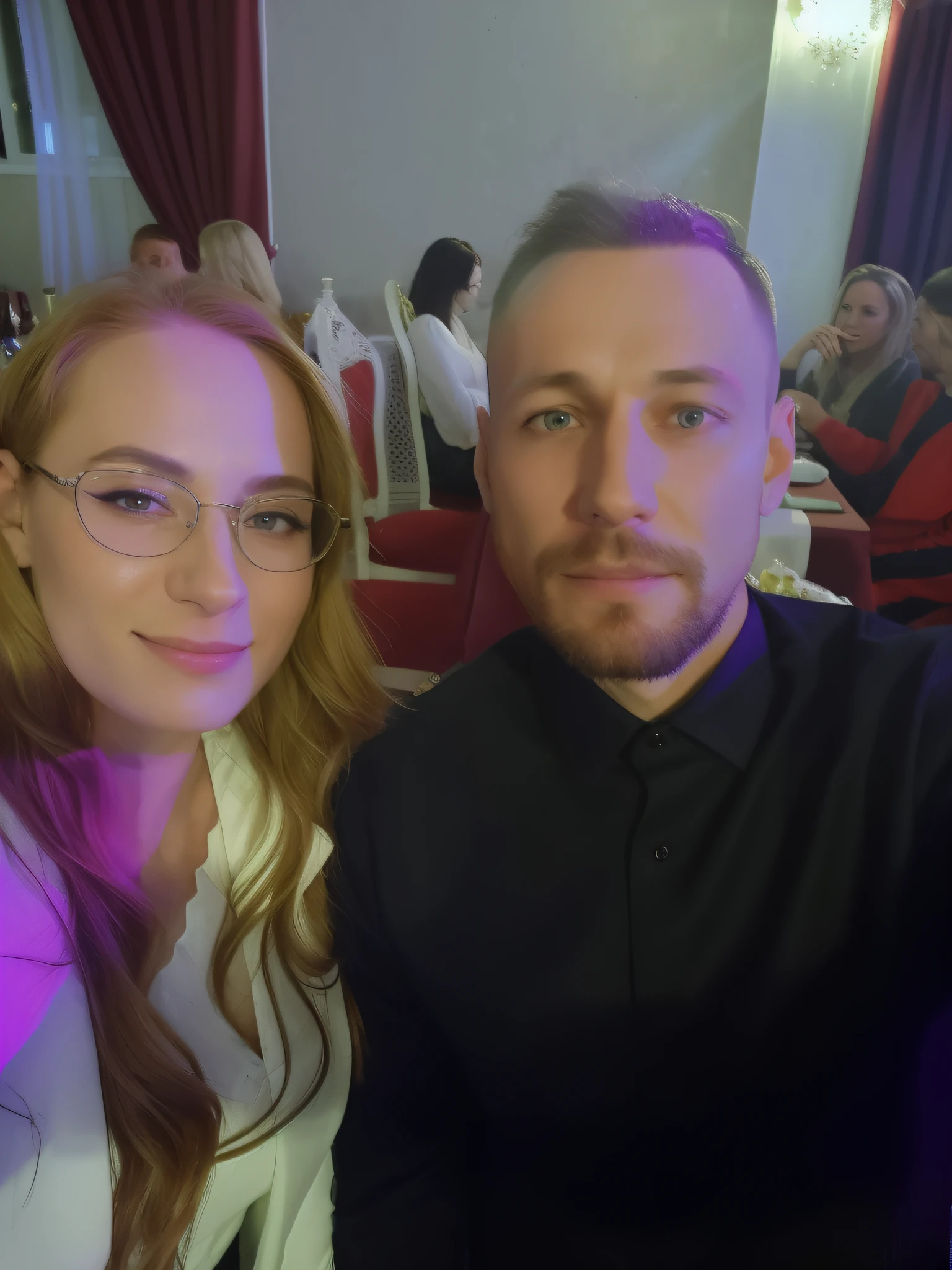 A man and a woman take selfies together, very very low quality picture, selfie photography 8k, lovely couple, szekely bertalan and lotz karoly, Filmed in a nightclub, anton fadeev 8 k, 4 thousand. Posts, 4k post, low quality photo, barabas miklos and hollosy simon