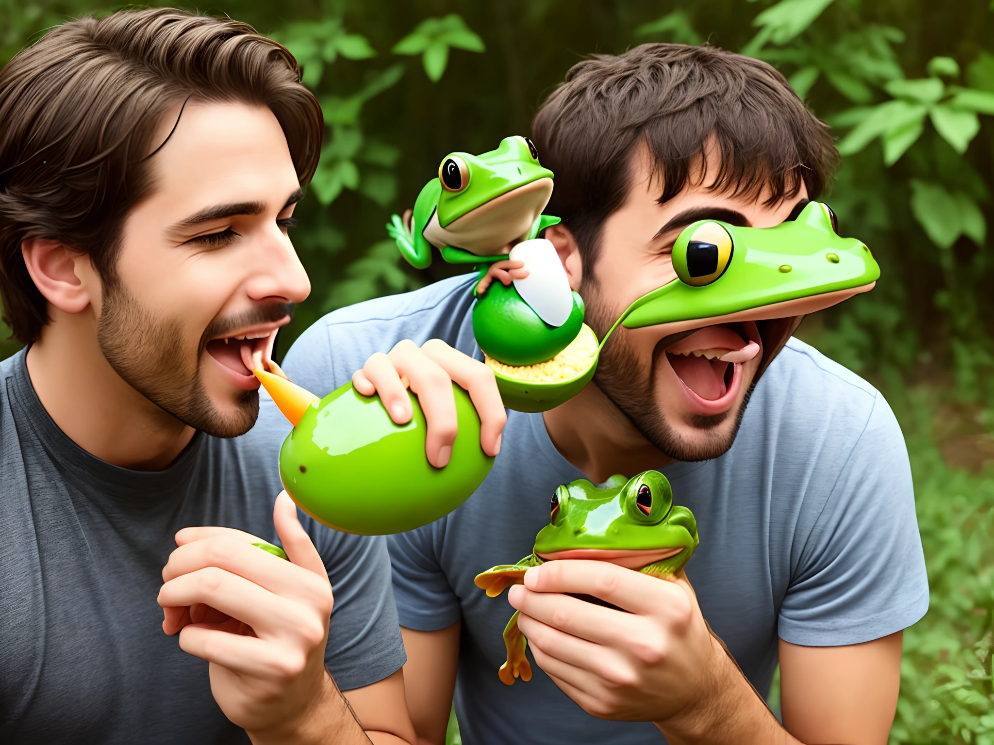 Guy eating a fart with a frog