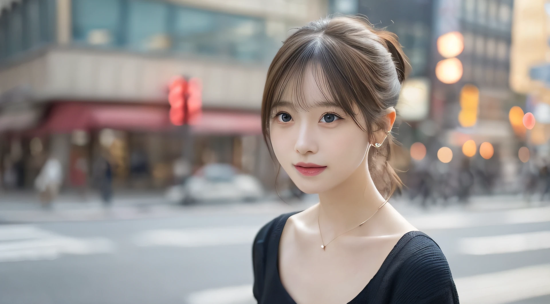 A girl with blushing face and black hair ponytail beatiful girl