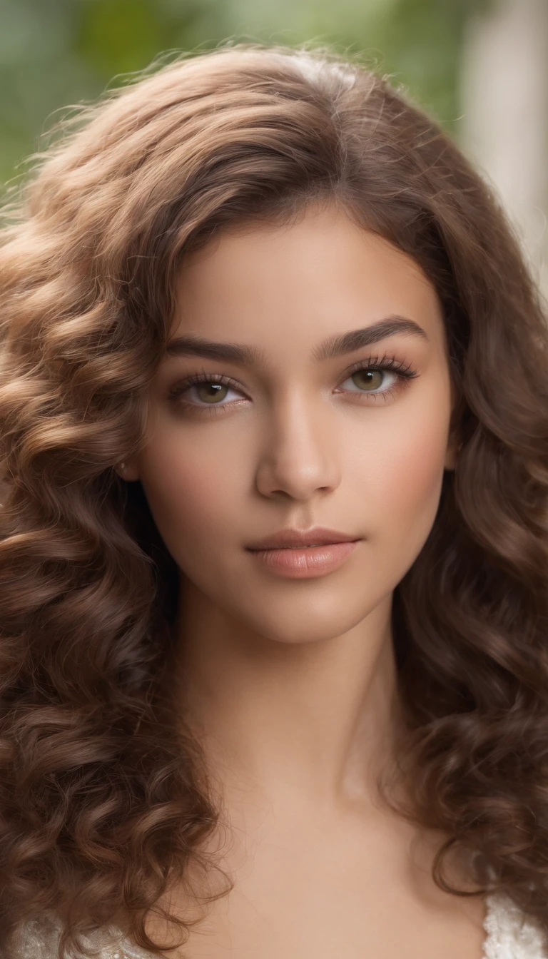 "Ultra-realistic image of a beautiful 21-year-old mixed-race girl,Caramel peel, corps parfait, forte poitrine, nez fin,Taille fine, cheveux marrons, Curly and curly hair karibean , Piercing light green eyes.hyper-realistic,anatomie correcte,Facial features are carefully represented,Boucles gratuites, curly brown hair, (cour, curly brown hair), Long curly wild brown hair, cheveux multiversaux, cour, curly brown hair, curly brown hair, Boucles, wavy hair spread out, Boucles baroques, Boucles, Curly,Texture des cheveux, Curly bang,Photo ID