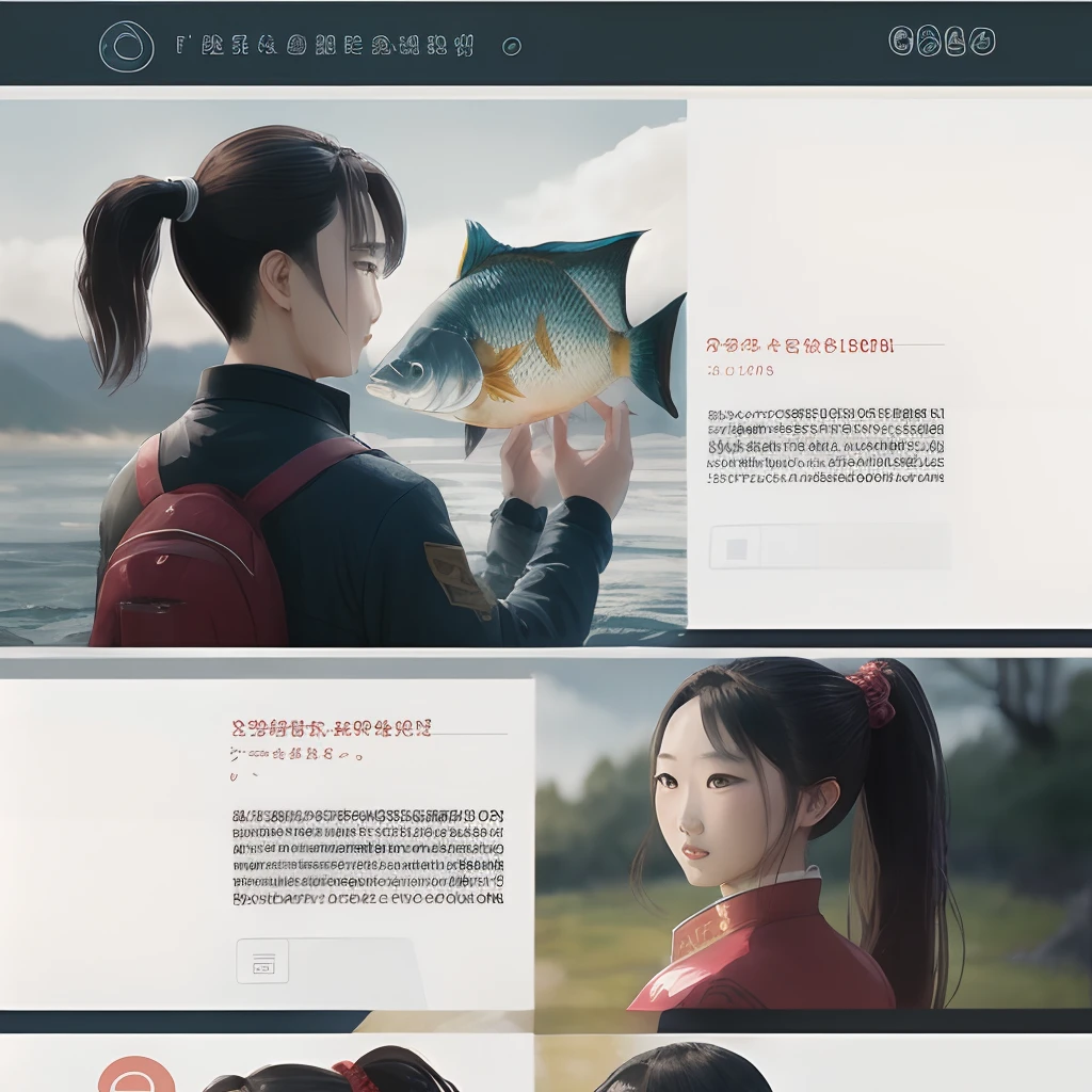 Zhengtai double ponytail touch fish page design sense