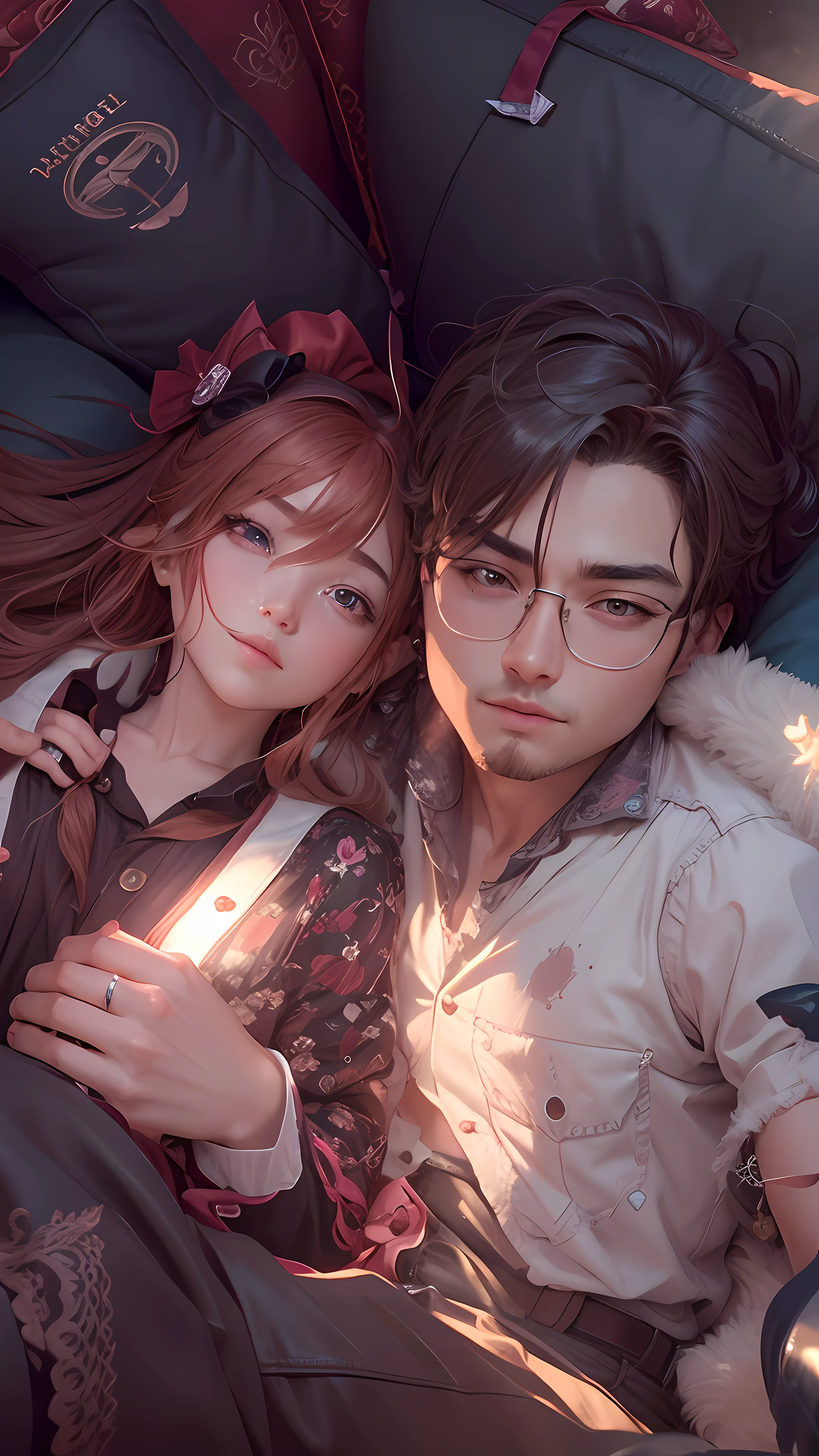 Cute anime couple,4k, realistic