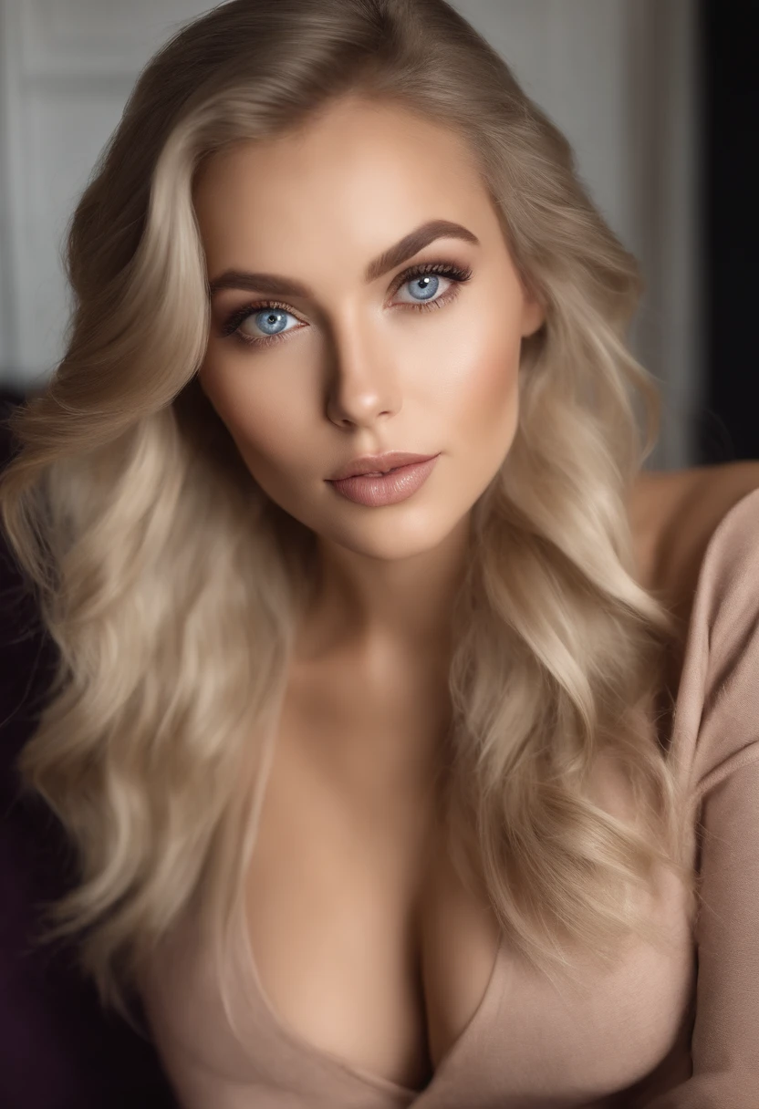 arafed frau voll , Sexy girl with blue eyes, ultra realistisch, Akribisch detailliert, portrait sophie mudd, blonde hair and large eyes, Selfie einer jungen Frau, Augen im Schlafzimmer, Violet Myers, ohne Make-up, Natural makeup, Blick direkt in die Kamera, Gesicht mit Artgram, dezentes Make-up, Stunning full body shot, die auf dem Bett kniet, im Schlafzimmer, medium to large bust size; ; ;nackt;;;nackt