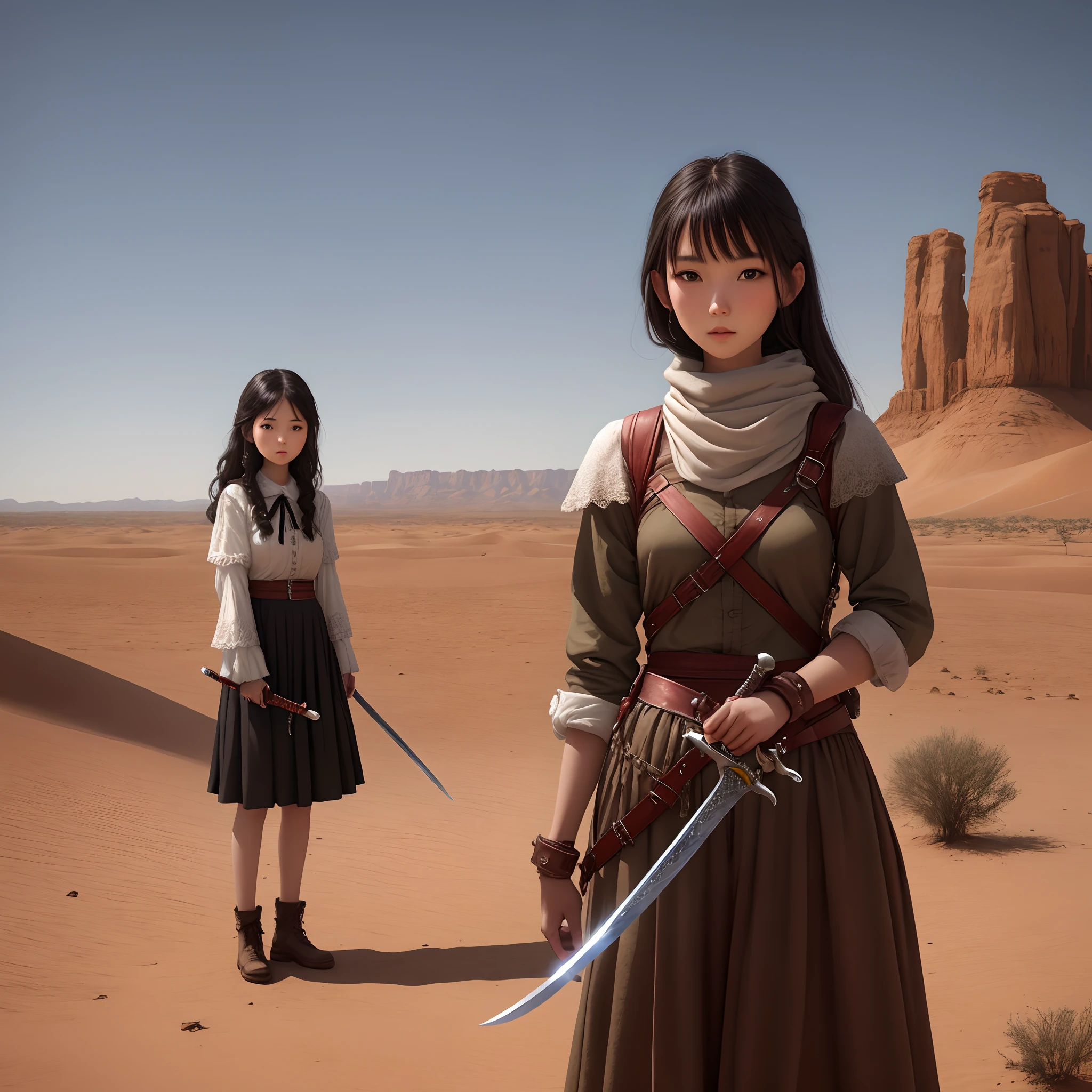 girl in desert with sword