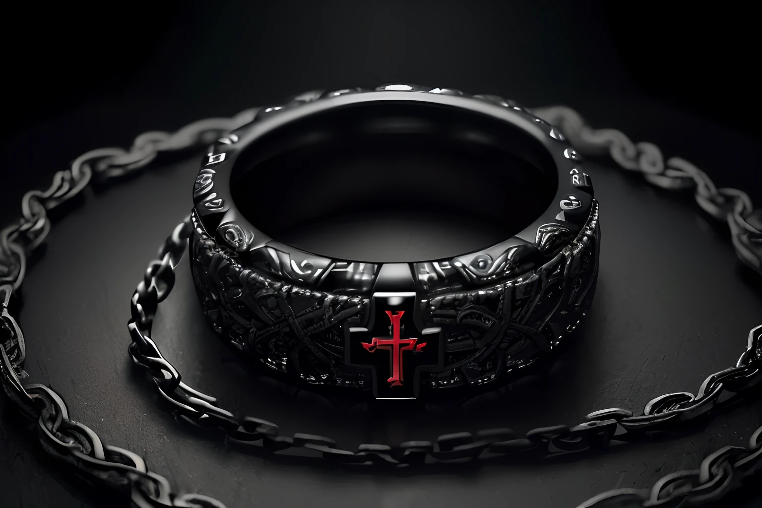 (((intricate insane black-glow metal finger-ring illustration:1.3))), shaped smoke detail glow, (look ring:1.2), light black and blood red, light black glow, azure glow, (((a metallic texture sinister finger-ring:1.5))), (((the upside down cross with chain:1.3))), (intricate insane detailed:1.3), (highly quality:1.3), (extremely intricate details:1.3), (cinematic still with angle:1.3), (highest quality:1.3), (black light painting:1.1), (exquisite high-definition drawing:1.2), ((stunningly beautiful dark visual quality:1.2)). (zoom focus finger-ring:1.3), dynamic angle,