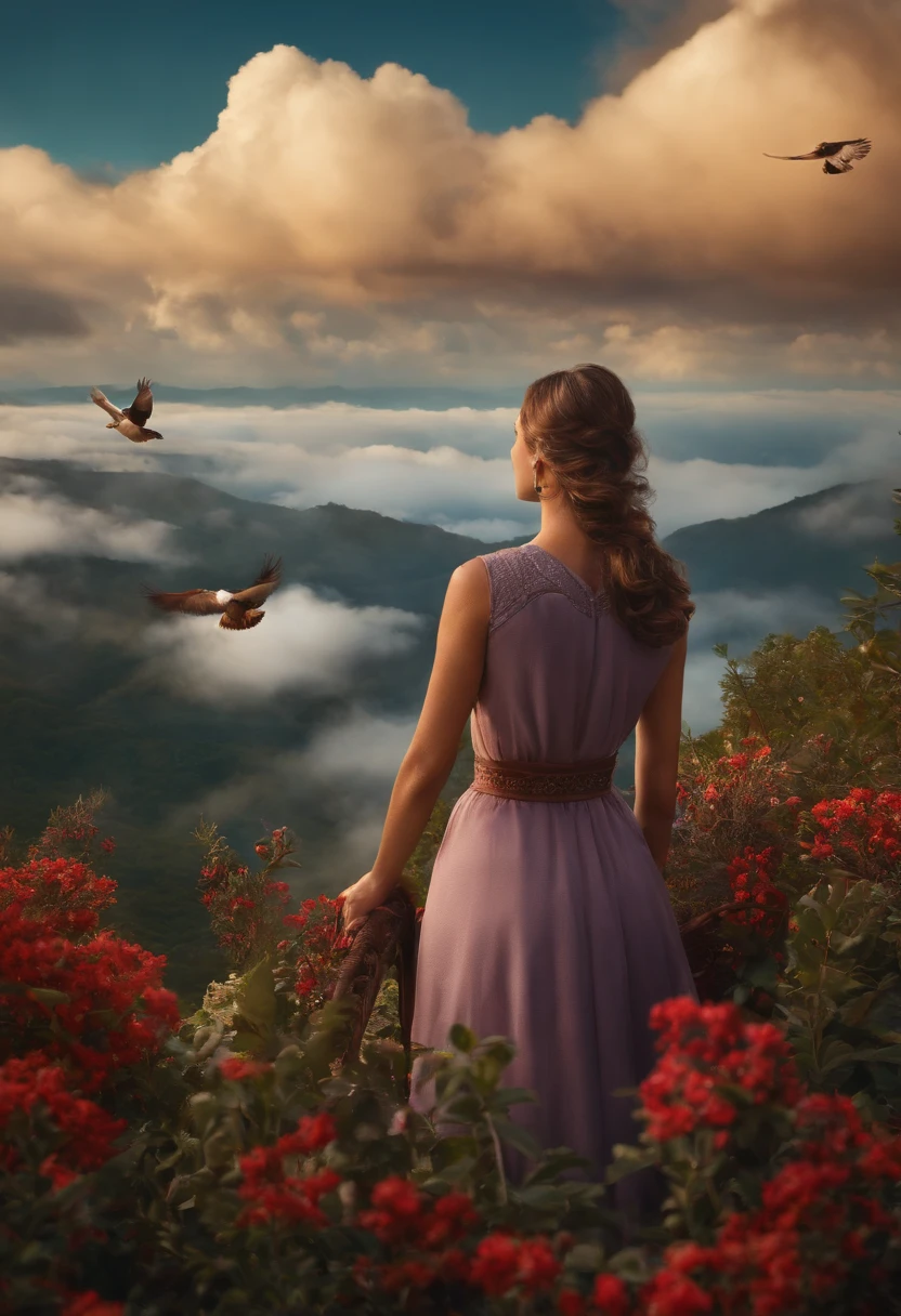 Customize for me Isabela and the carpet flies high above the clouds.
They encounter friendly birds and enjoy the breathtaking view.