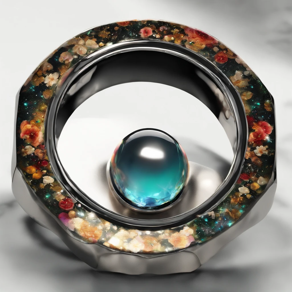 (Ring, metallic texture, details, focus:1.45),dark swamp ripple,filled with irregular geometric fluid oil,splashing nebula,flowers,Vine,planet,black hole, grid,bubble,flickering space outside the door, (colored anime style, white background: 1.45),