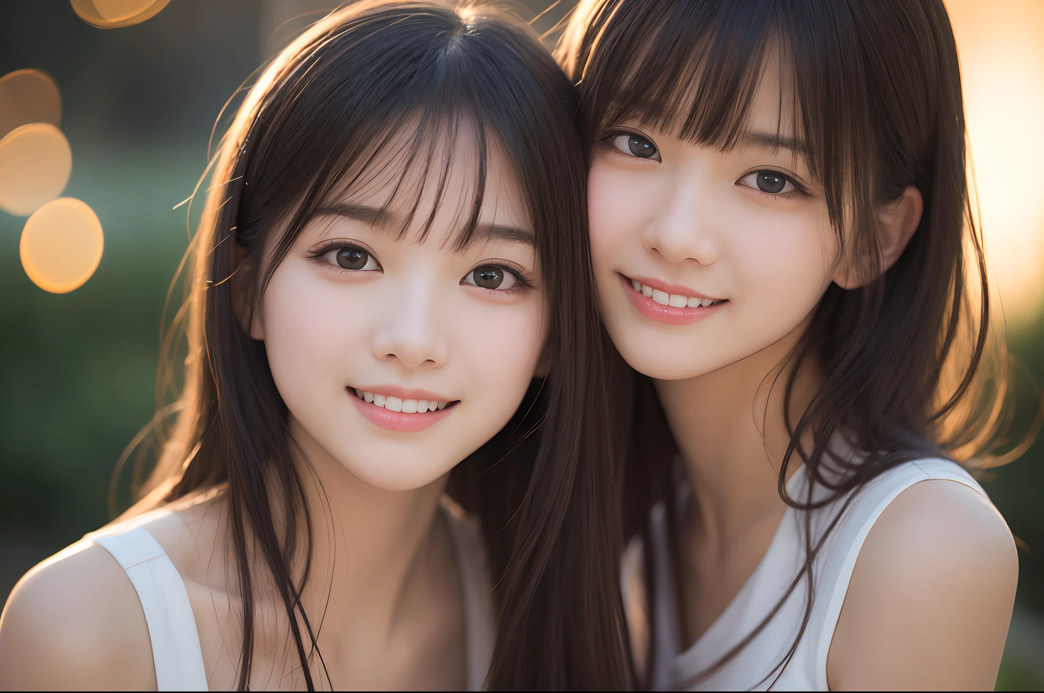 masterpiece, best quality, 8k, young, raw photo, absurdres, award winning portrait, smile, smile, solo, night, neon, idol face, violaceaess, gardeniass, delicate girl, upper body, DSLR, looking at viewer, candid, sophisticated, youthful, thin arms, professional lighting, film grain, chromatic aberration, (detailed eyes and face:1.0), (bokeh:1.1)