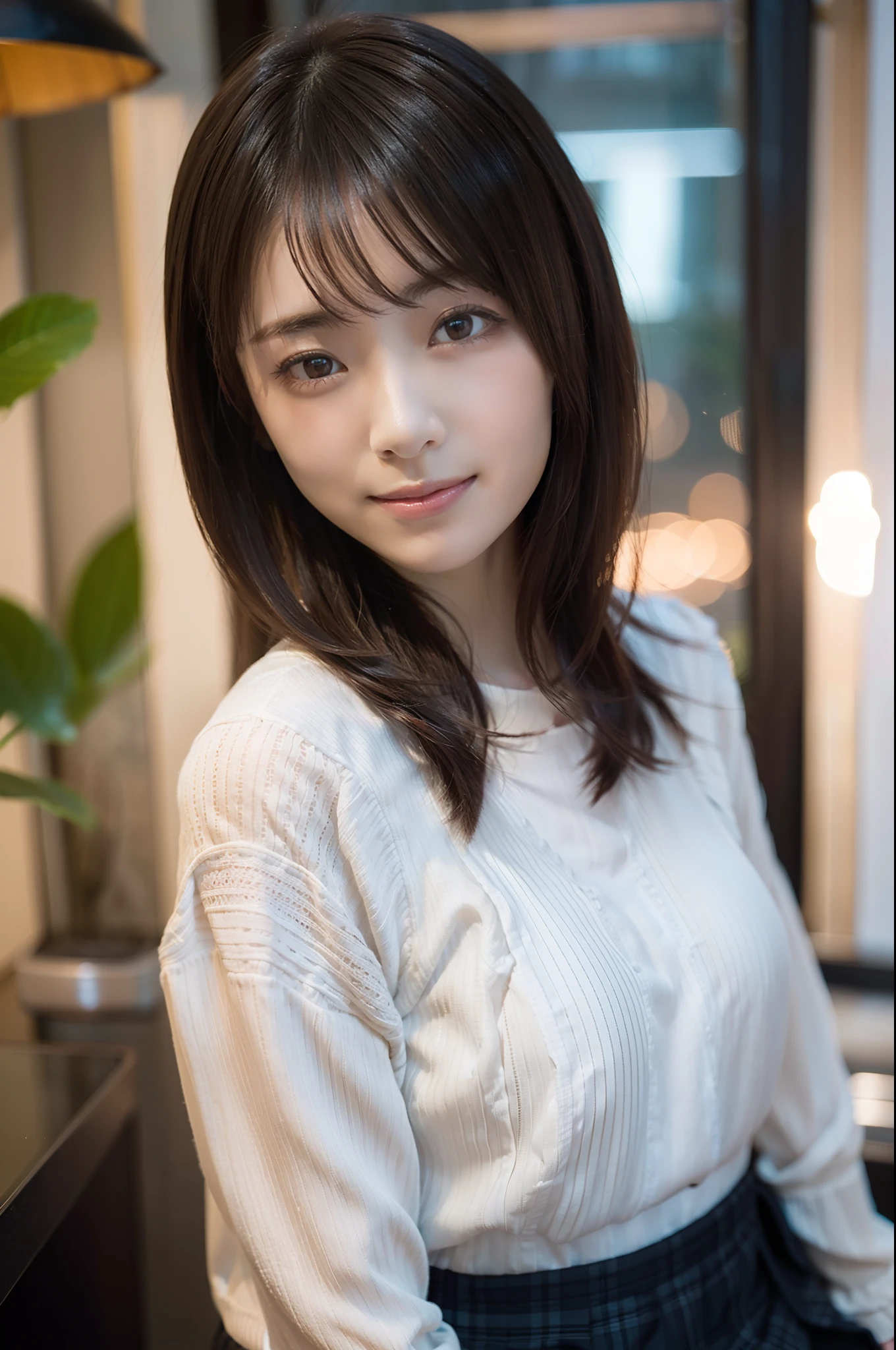 (High resolution、High resolution、high quality、High resolution、Draw everything in high resolution)、Vivid crystal light blue eyes、Very small diamond-shaped earrings、Look straight at the camera、Listen carefully、light in your eyes、droppy big eyes,Beautiful very short black hair、Beautiful hair with beautiful and very short bangs、Straight beauty Bang、Beautiful neckline、Beautiful 28 years old、Lip gloss、Long neck、smile、Beautiful teeth alignment、beauty、Beautiful woman、(Pure white open-collar business naked shirt、A pure white business naked shirt with an open chest,naked panty:1.15)、(medium breasts,cleavage,slender waist:1.0),Lengthen the left and right ends of your bangs、Beautiful composition、Beautiful Supermodel、Naked from the waist up,(sitting with spreading legs in the lockerroom,metallic locker:1.25)