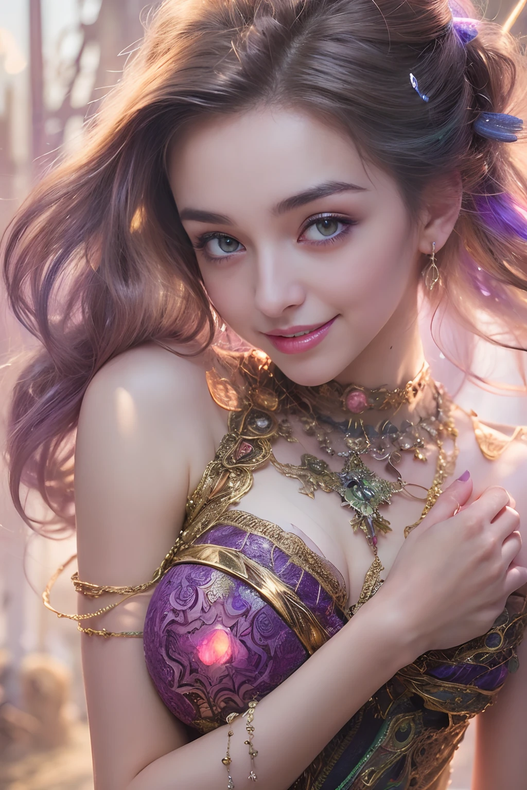 (Two beautiful age italian girls:1.6), Close friends, (They are hugging each other:1.2), Kiss her cheek or chest,(Detailed iridescent bodysuit with beautiful fractal or marble design:1.5)Incredible and spectacular scenes, ((High quality)), ((Detailed)), ((Fantasy)), Blue Plasma Brain, Green Plasma Body, Vulgarity, beutiful breast, (Open legs:1.4), obscenity, (Lewd smile:1.2), coarse, Obscene, mean, (raunchy:1.2), (Immoral:1.2), Lachish, (small breasts with beautiful raised pink areolas,,:1.5), (Cameltoe), (Expression of ecstasy:1.2), Photorealistic, Official art, unity 8k wall paper, 8K Portrait, Best Quality, Very high resolution, (Incredibly beautiful nature background:1.6), (18 years old:1.5), (Sexy and glamorous:1.1), (A coquettish expression:1.6), (seductively smiling:1.6), (Full body), (erotic posing:1.5), Beautiful seductive face, Portrait, (Thick eyebrows:1.5), (Big purple eyes:1.2), Beautiful eyes with fine symmetry, (Ultra detailed eyes:1.4), (High resolution eyes:1.1), Intimate face, (ultra detailed skin texture:1.4), White skin, pale skin, Perfect Anatomy, Thin, (Beautiful toned body:1.1), Hair Bow, (Moist skin:1.1), full of sweat, No makeup, dark circles, Good anatomy, Focus Face, good-looking, (Emilia Clark:0.6) (Emma watson:0.3),(Jennifer Connelly:0.4), (sensual face:1.5), Elegant face, Nice, Dolce, Blurred back((looks up)), ((Looking down)), (Around her neck is a simple necklace of exquisite workmanship), (Bioluminescence with brilliant brilliance:1.3), (Use fancy flame magic:1.2), (Swirling flames), The Great Temple of the Devil, The Devil's Grand Shrine, great temple, great cathedral, temple ruins, detached temple, (Luminous magic circle), Ruins of an ancient castle, Shining majestic cloud masses and sky, lightning bolt, Epic Realistic, Faded, Art Book, (Greg Rutkowski:0.8), (teal and orange:0.4), (Art Station:1.5), Cinematic, ((Neutral colors)), (nffsw:1.5), (Muted colors:1.2), Hyper Detailed, Dramatic light, (Intricate details:1.1), Complex b