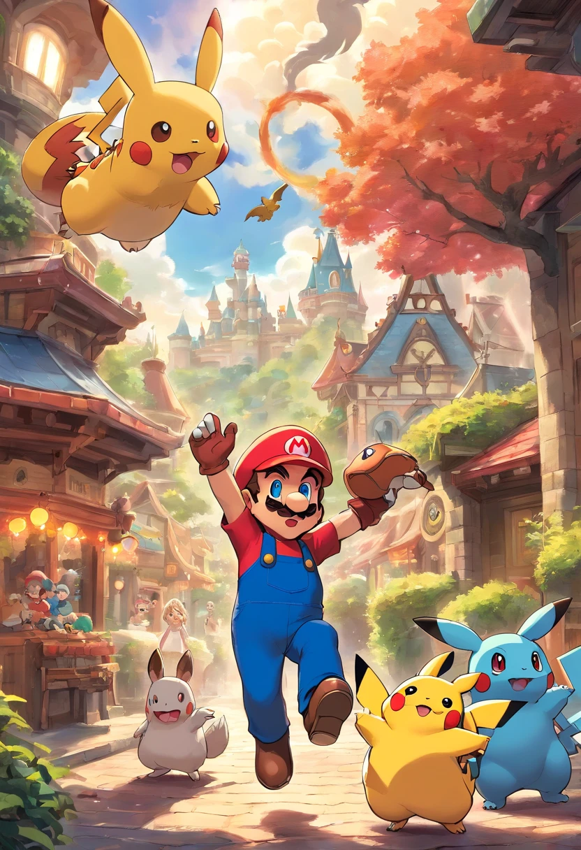 Mario and Pokémon、Playing at Kamado Shozuko Disneyland!