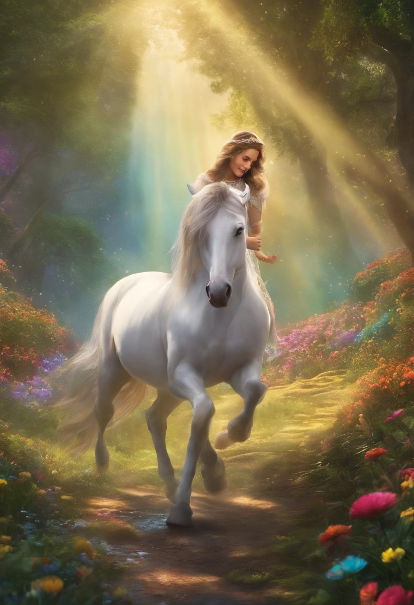 Isabela and the carpet discover a magical field full of unicorns and a rainbow.
The unicorns grant Isabela a special gift to help her on her adventures.