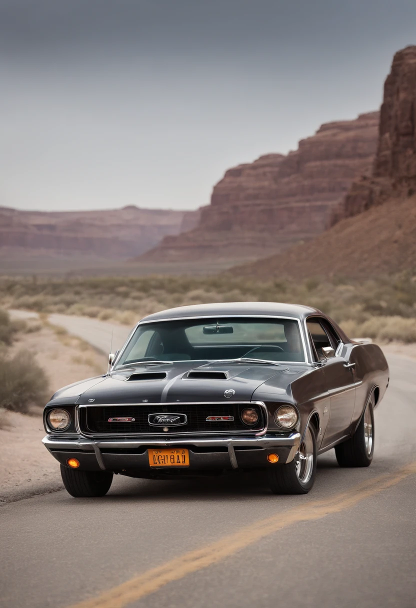 Beside the desolate highway, under the moonlit sky, a distressed scene unfolds. A young woman stands near her classic American muscle car, a Ford, its once powerful engine now billowing smoke from the raised bonnet. In this high-quality depiction (best quality: 1.2) executed with a commitment to realism (realistic: 1.37), the details come to life. The sleek curves of the Ford, an emblem of American muscle, stand out against the muted tones of the highway. The smoke, rendered with fine brush strokes, rises realistically, signaling mechanical trouble. The scene captures the essence of a car breakdown, with the girl's furrowed brows and worried expression reflecting the frustration of unexpected adversity. Despite the halted journey, the image highlights the enduring allure of the American muscle car, promising a triumphant return to the open road.