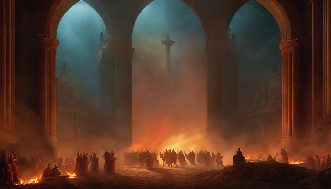 "The art of The Last Judgement inspired by the dramatic style of British artist John Martin." Muitas pessoas, extremamente detalhado, 4k