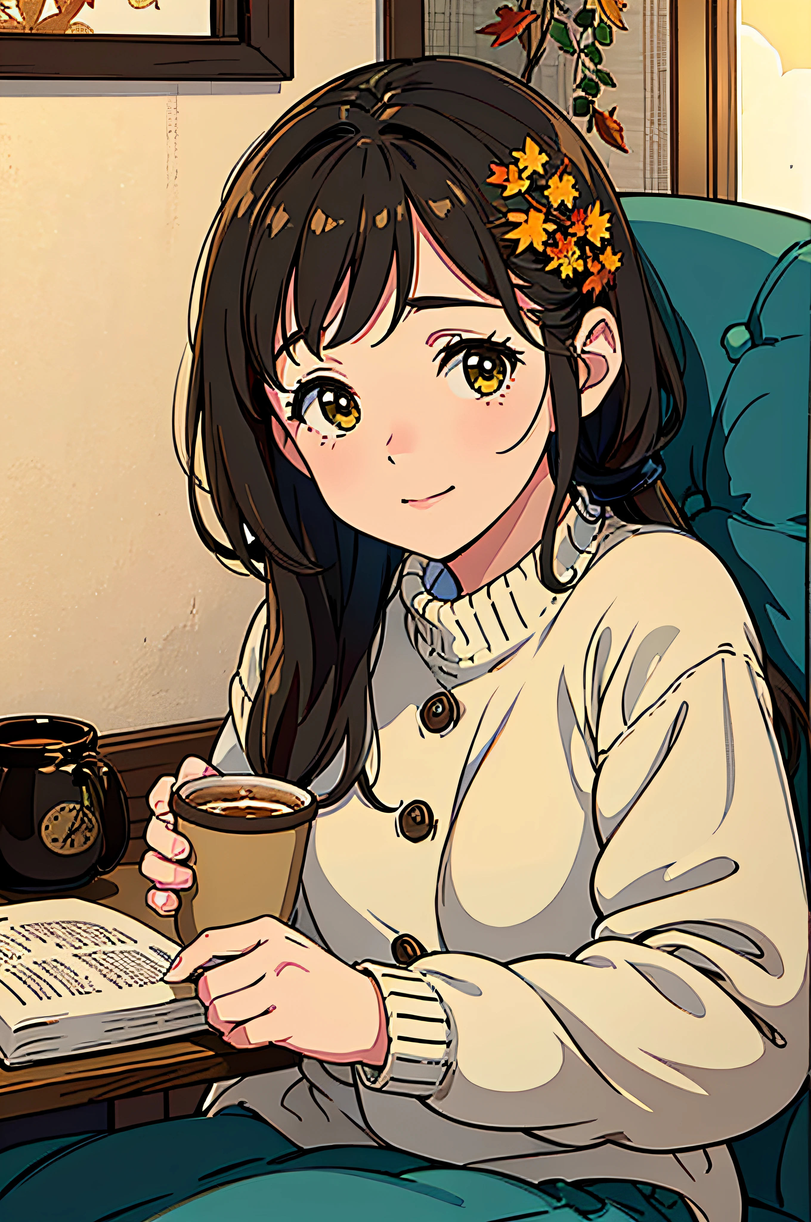 a close up of a person holding a cup of coffee on a table, cozy aesthetic, flatlay book collection, 🍂 cute, 🍁 cute, cosy vibes, happy cozy feelings, designed for cozy aesthetics!, seasons!! : 🌸 ☀ 🍂 ❄, gilmore girls aesthetic, hyperrealistic fall, cozy setting, cozy place, cold as ice! 🧊, cozy wallpaper