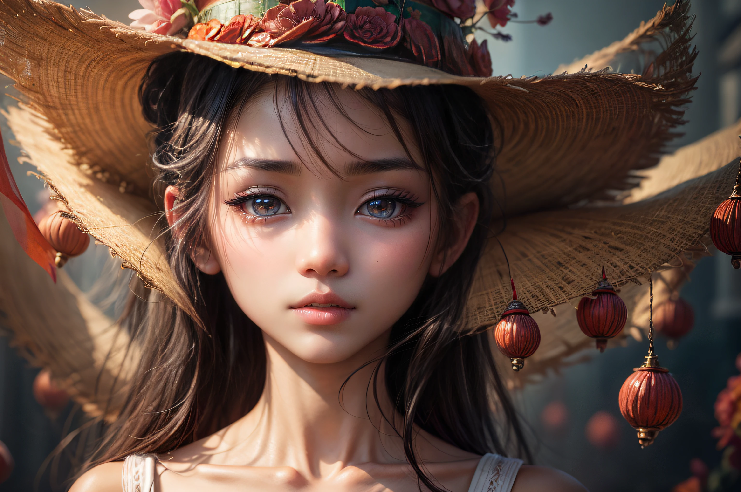 Beautyful Asian Girl's Face with Gorgeous dreamy Eyes