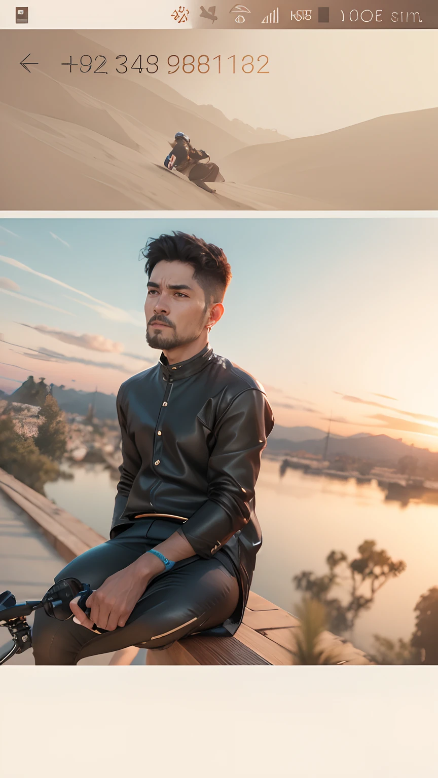 The sitting on naja h2 bike and wear the bike colth