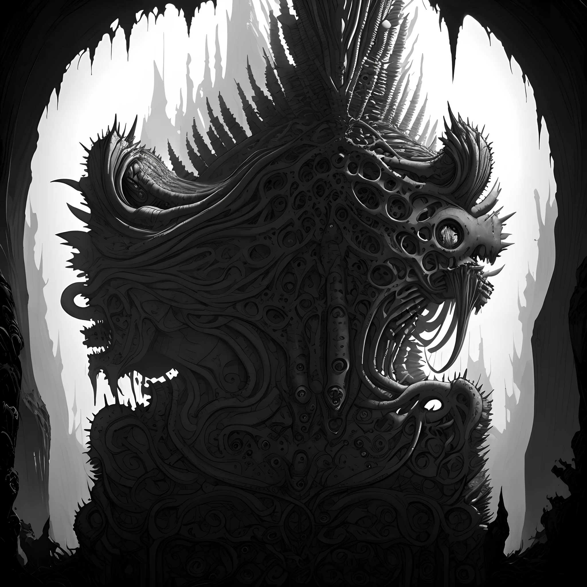 horror schizophrenia black and white monster spinal cord