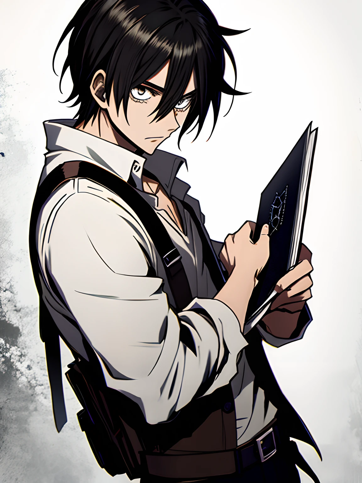 Eren holding the Death Note in his hand