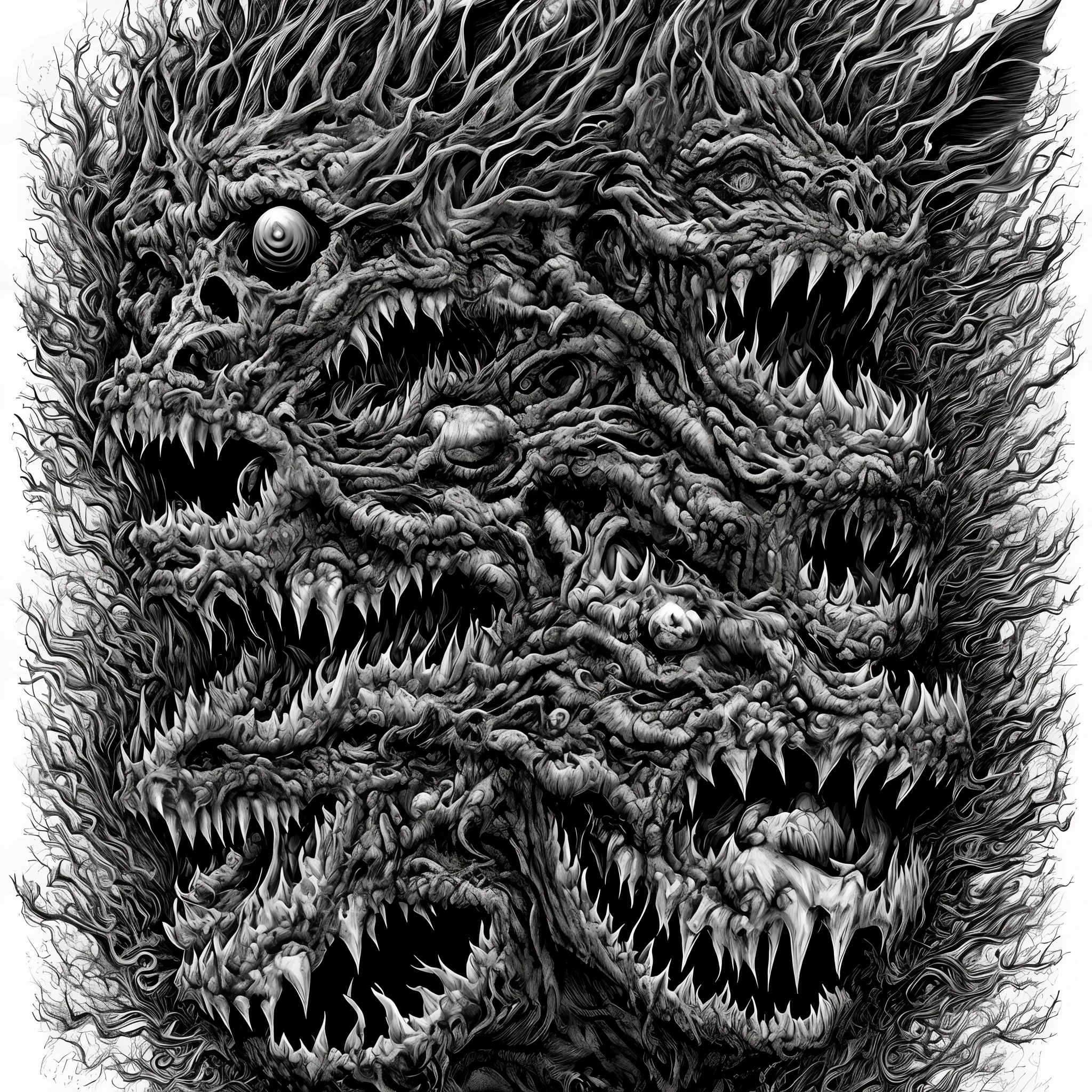 horror schizophrenia black and white monster